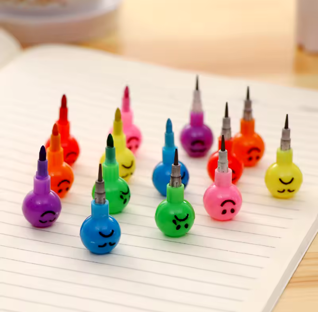 Potlood gekleurde smileys. 5 stuks