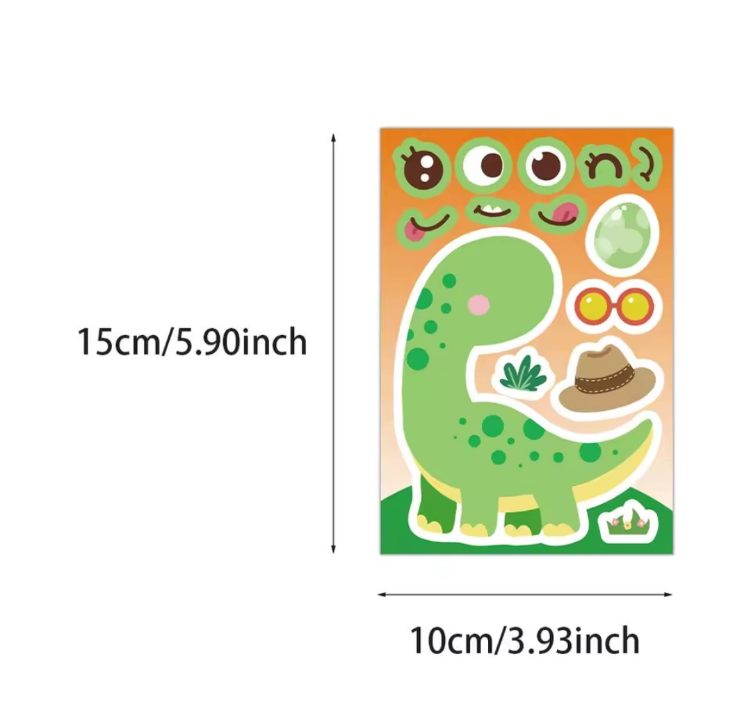 Dino sticker puzzel. 5 stuks