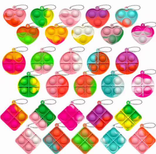 Mini pop-it sleutelhanger. 5 stuks