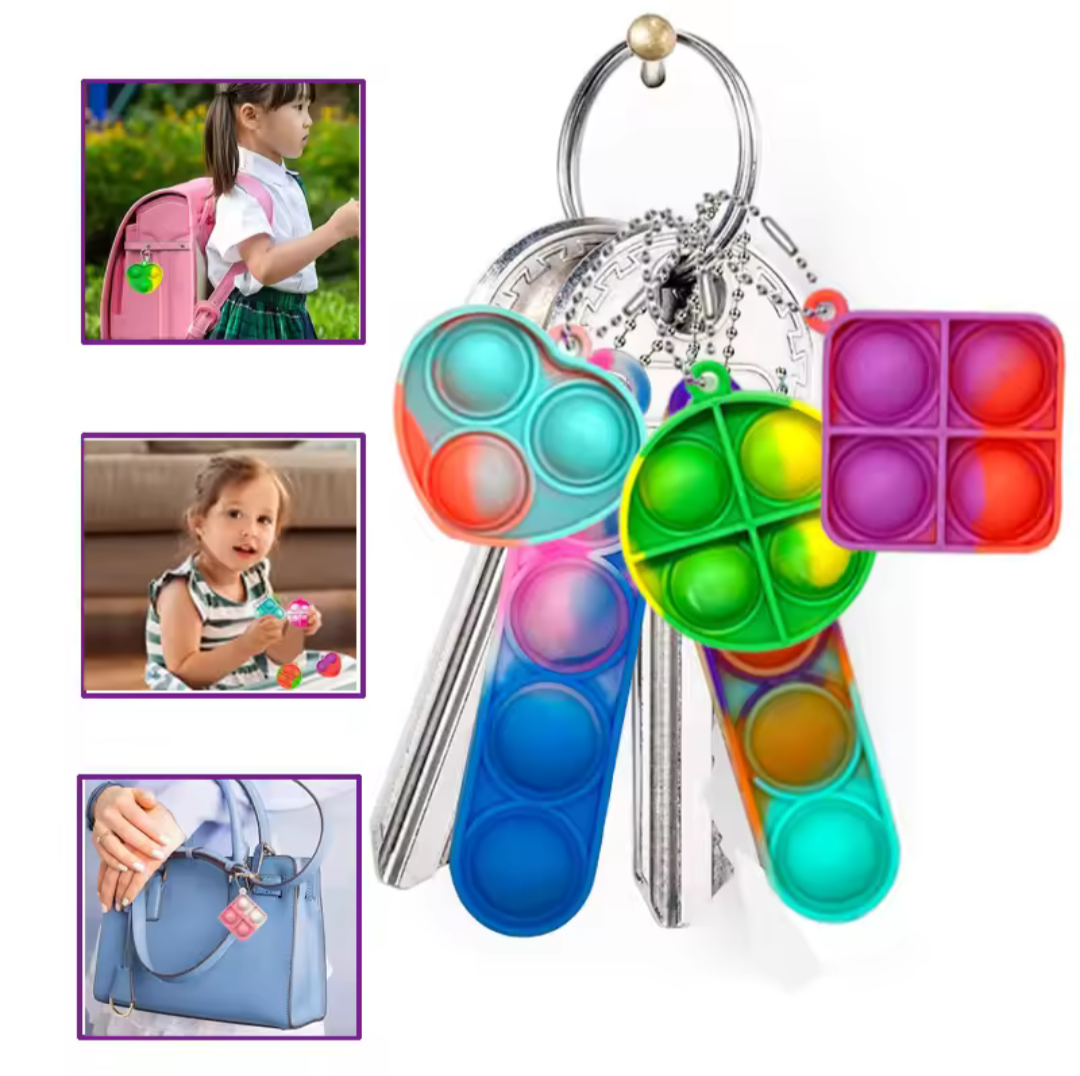 Mini pop-it sleutelhanger. 5 stuks