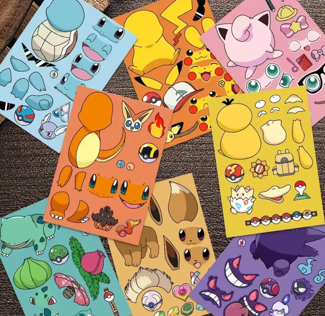 Pokemon puzzle stickers. 5 stuks