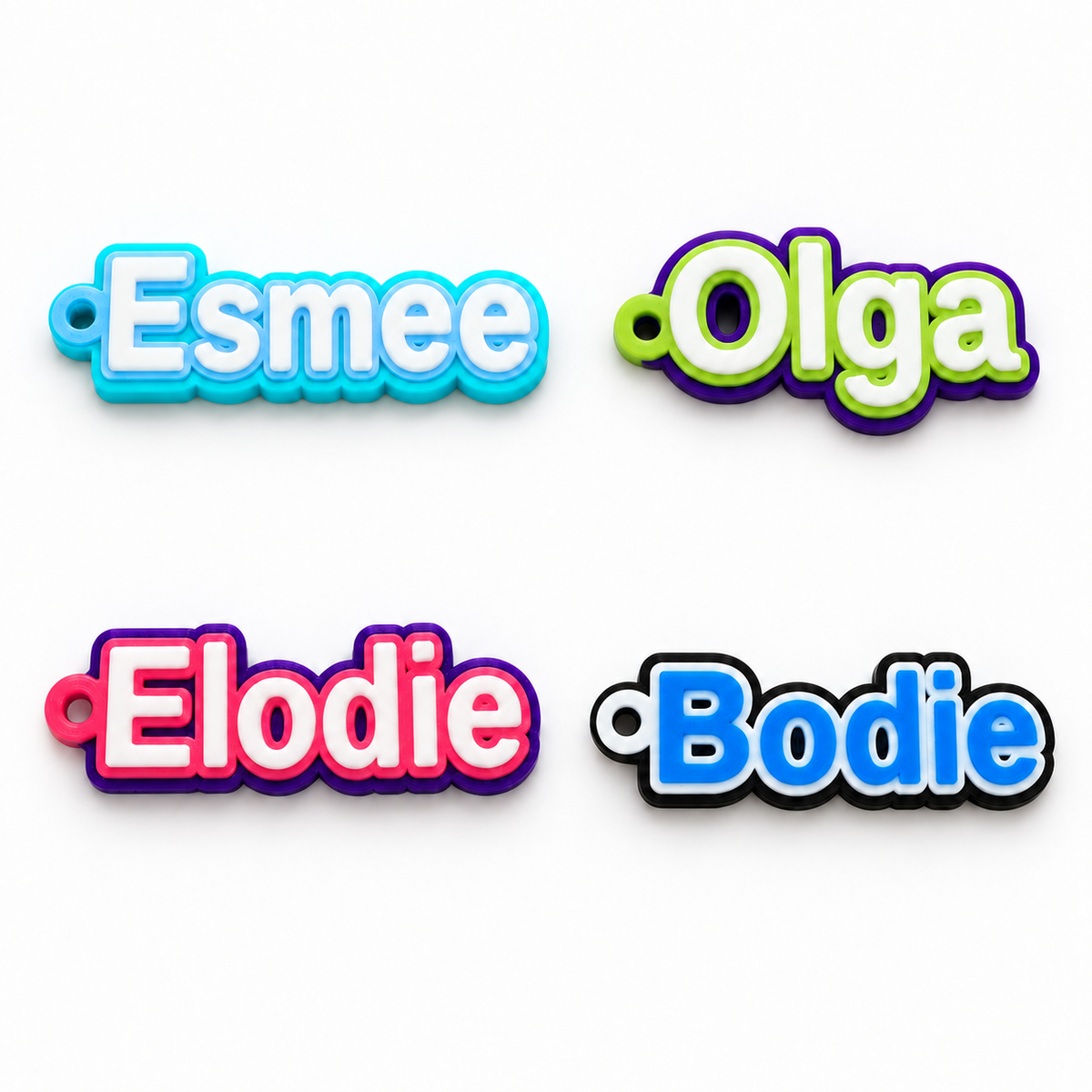 Gepersonaliseerde naam sleutelhangers. 5 stuks