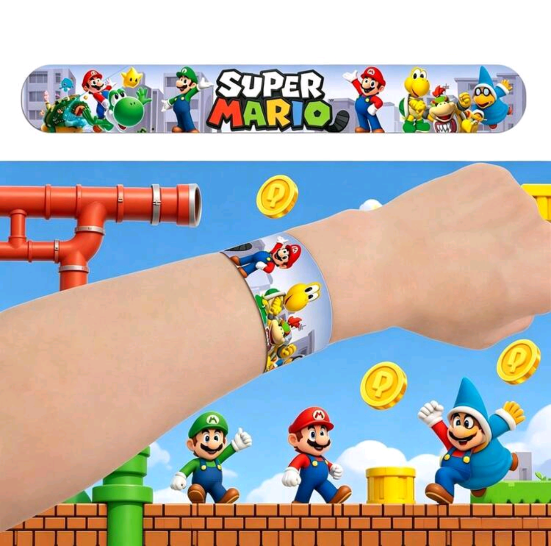 Super Mario klaparmbandjes. 5 stuks