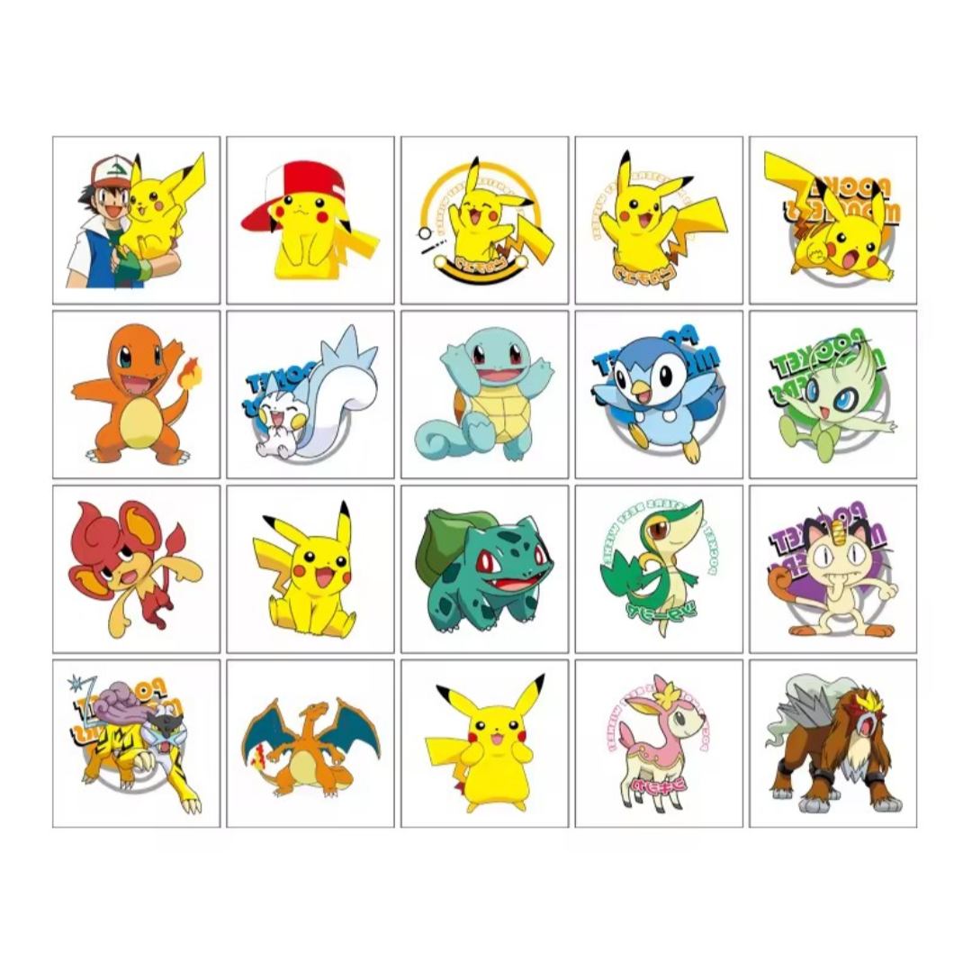 Pokemon plaktattoos. 5 stuks
