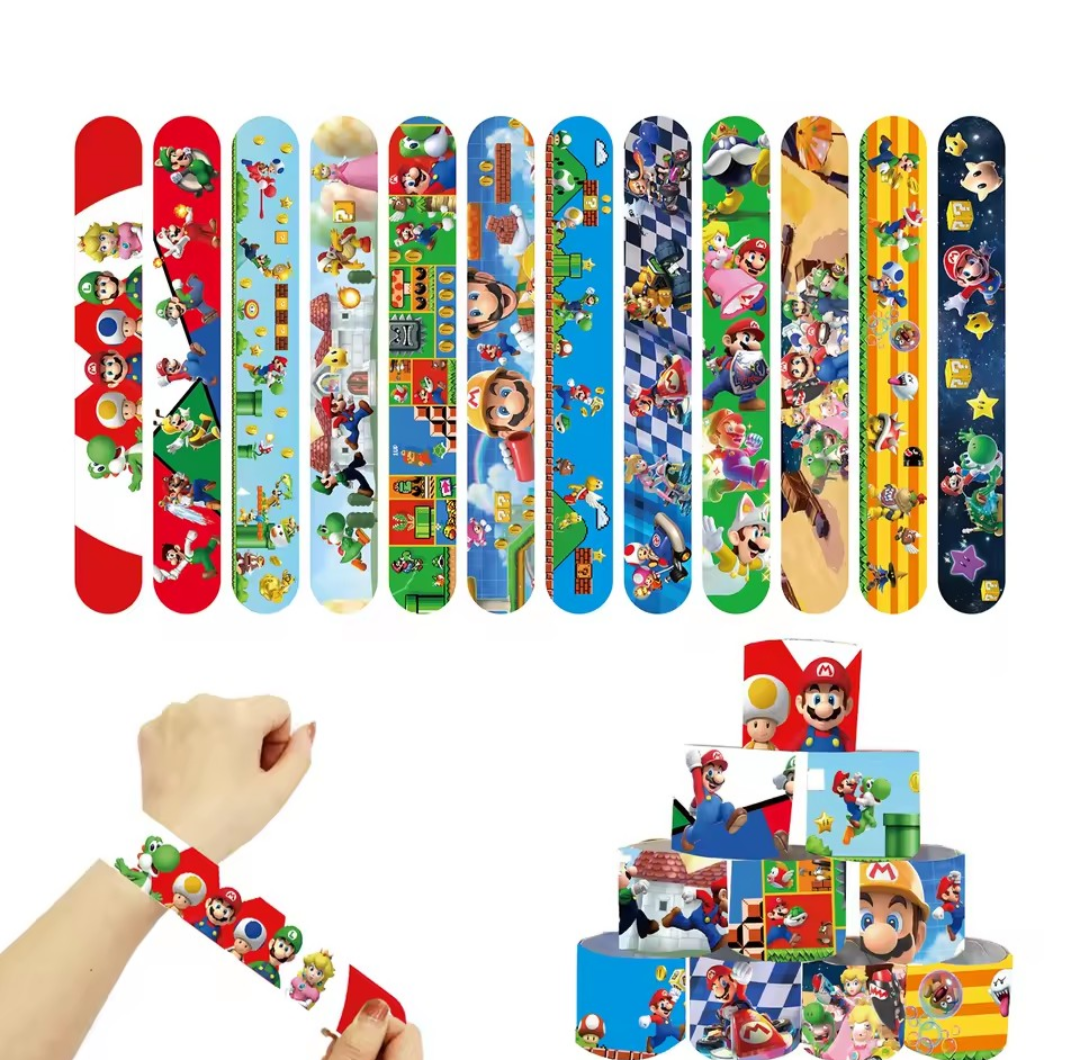 Leuke en originele uitdeelcadeautjes en traktatie cadeautjes. Super Mario klaparmbandjes 