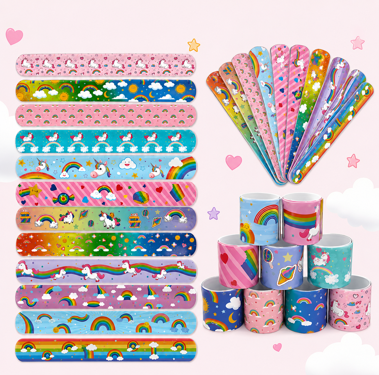 Unicorn klaparmbandjes. 5 stuks