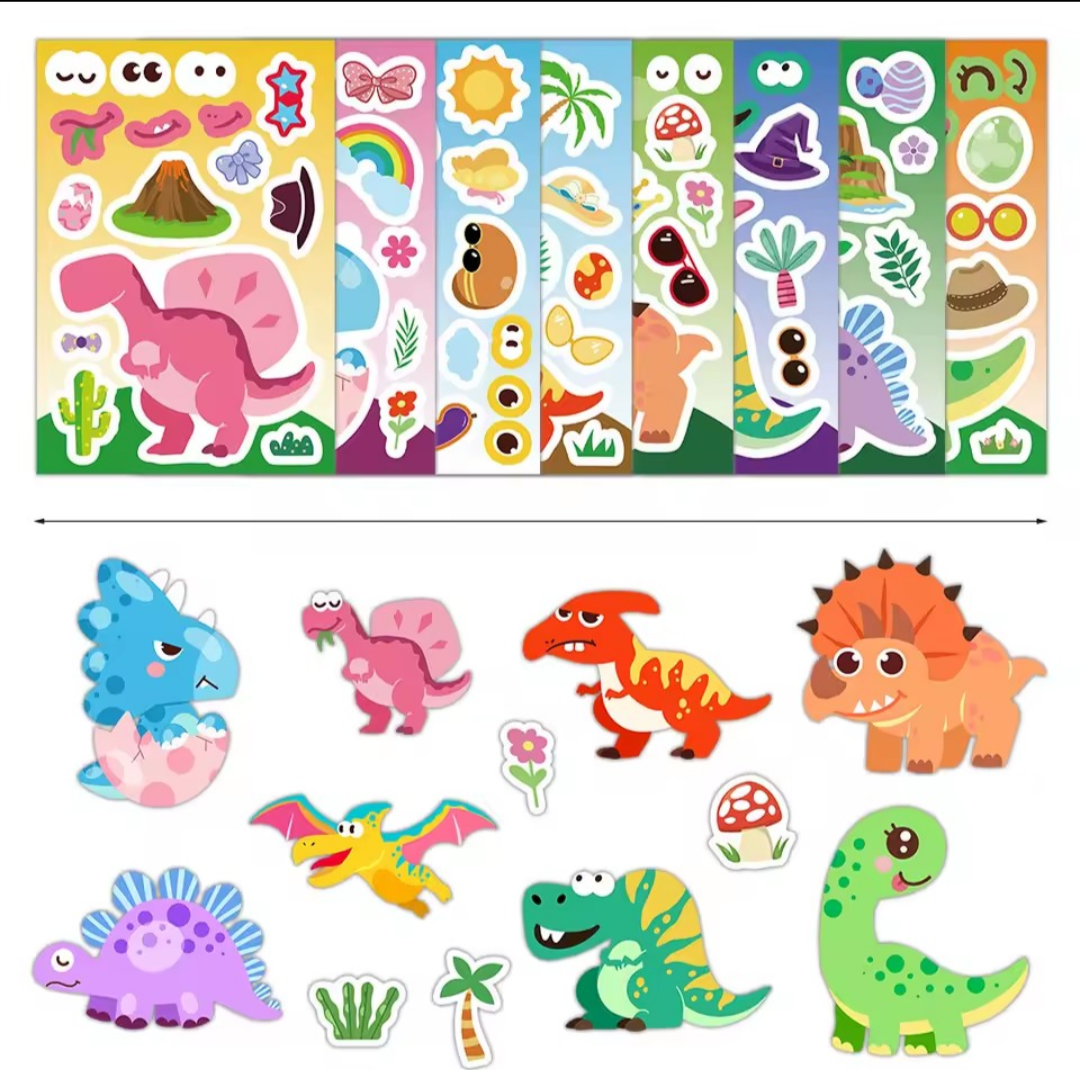 Dino sticker puzzel. 5 stuks