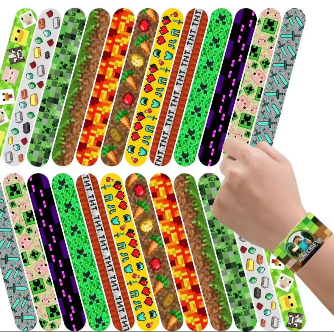 Leuke en originele uitdeelcadeautjes en traktatie cadeautjes. Minecraft klaparmbandjes 