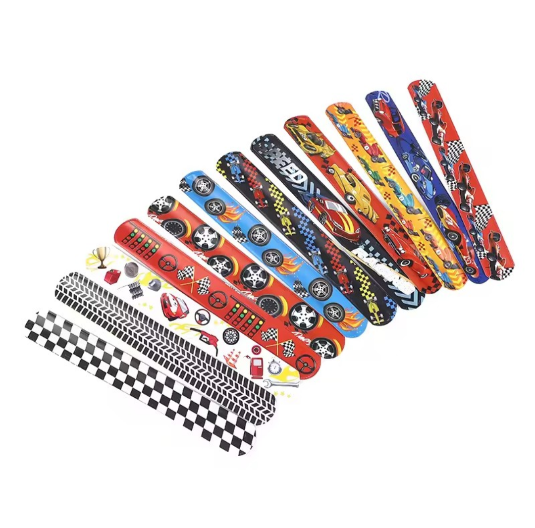 Klaparmbandjes raceauto. 5 stuks