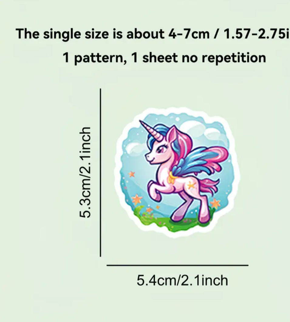 Unicorn stickers. 5 stuks