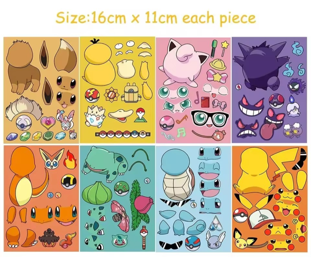 Pokemon puzzle stickers. 5 stuks