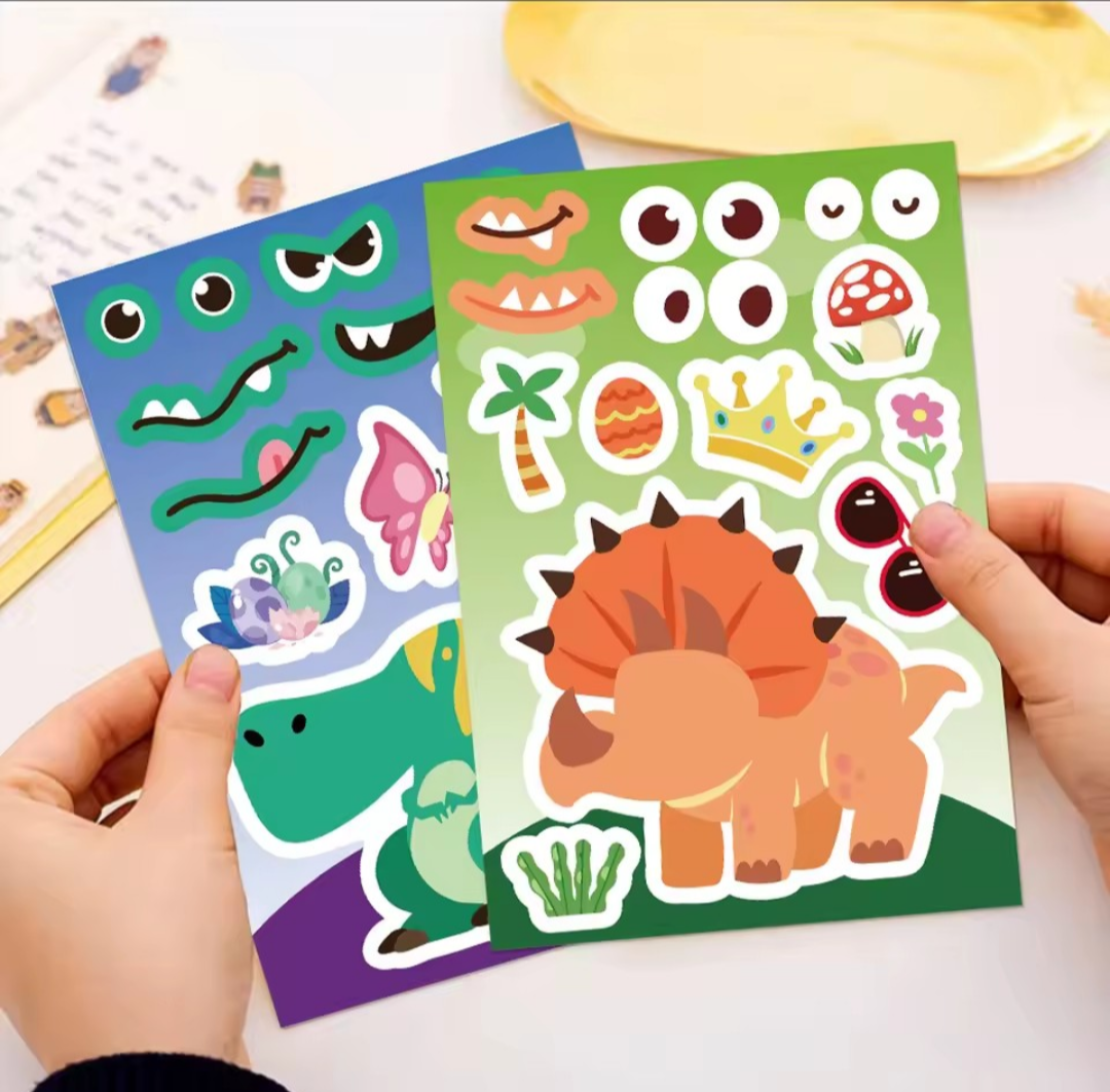 Dino sticker puzzel. 5 stuks