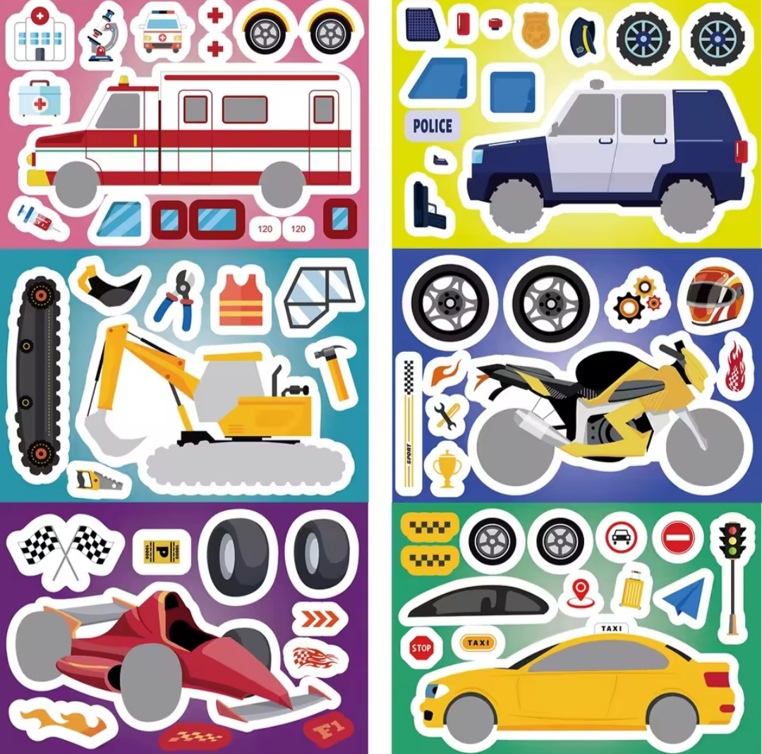 Auto sticker puzzel. 5 stuks