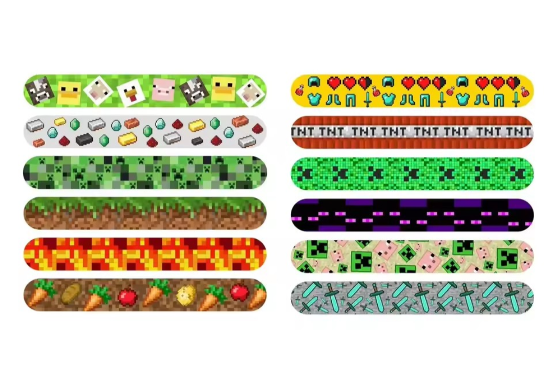 Minecraft klaparmbandjes. 5 stuks
