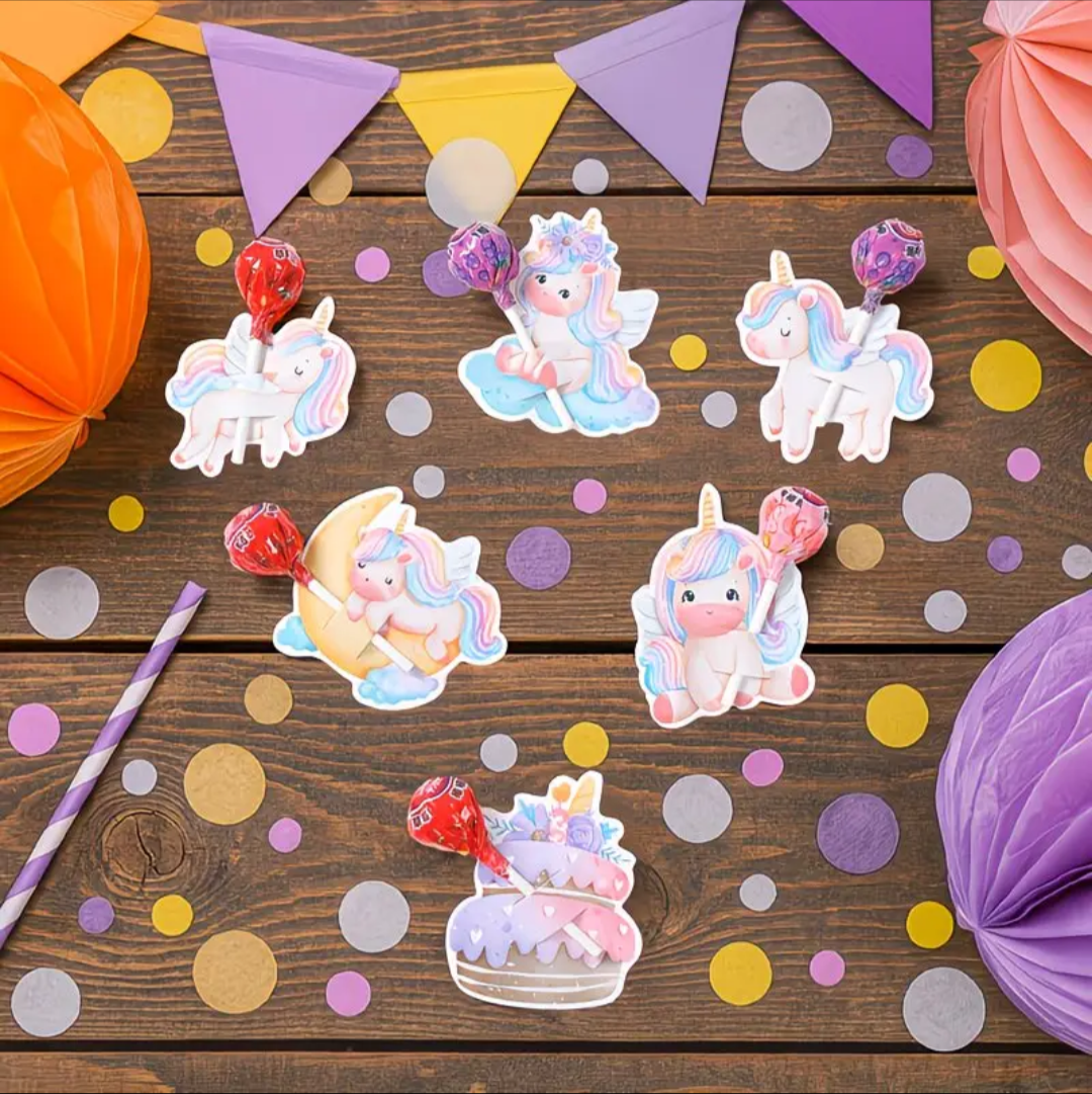 Unicorn lolly kaartje. 5 stuks