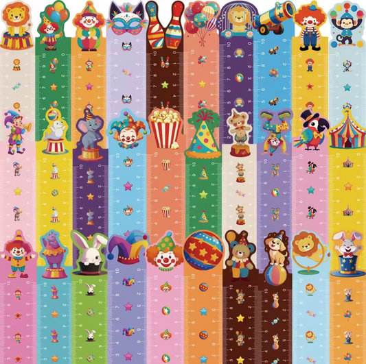 Boekenlegger/liniaal circus. 5 stuks