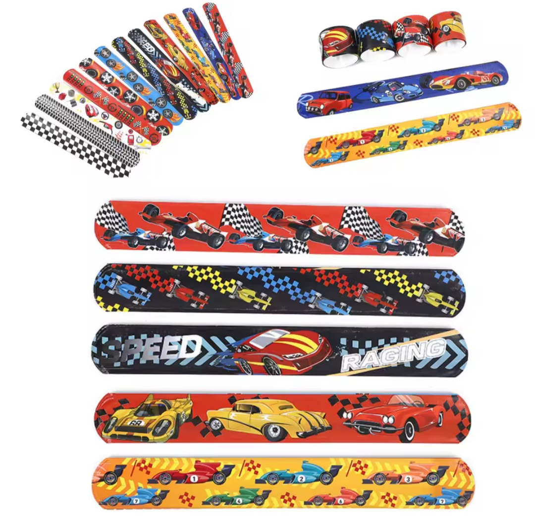 Klaparmbandjes raceauto. 5 stuks