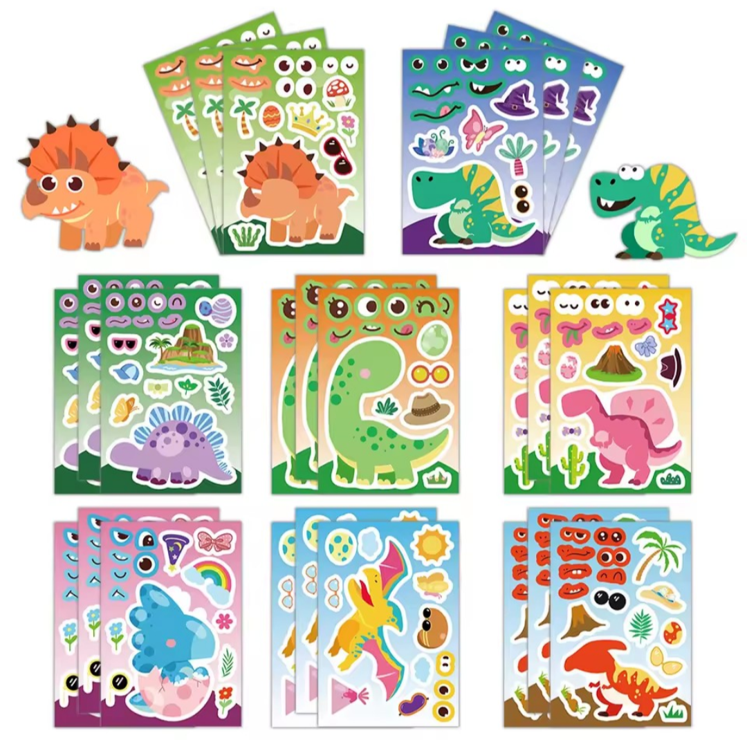 Dino sticker puzzel. 5 stuks