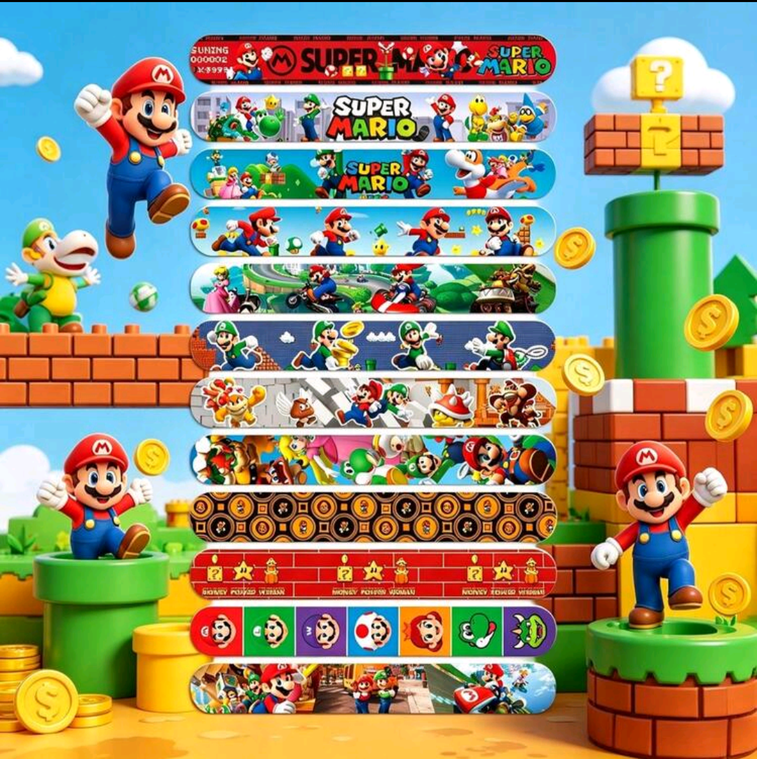 Super Mario klaparmbandjes. 5 stuks