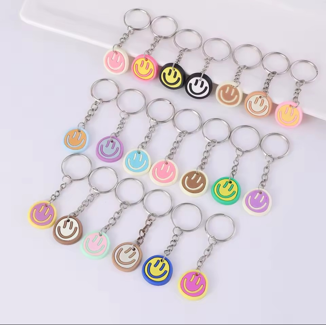 Sleutelhanger smiley. 5 stuks